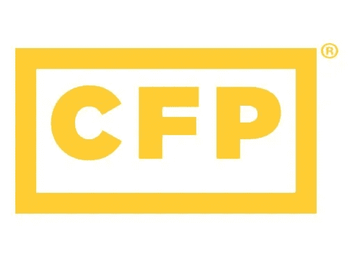 Yellow CFP logo within a rectangular frame, representing Certified Financial Planner certification.