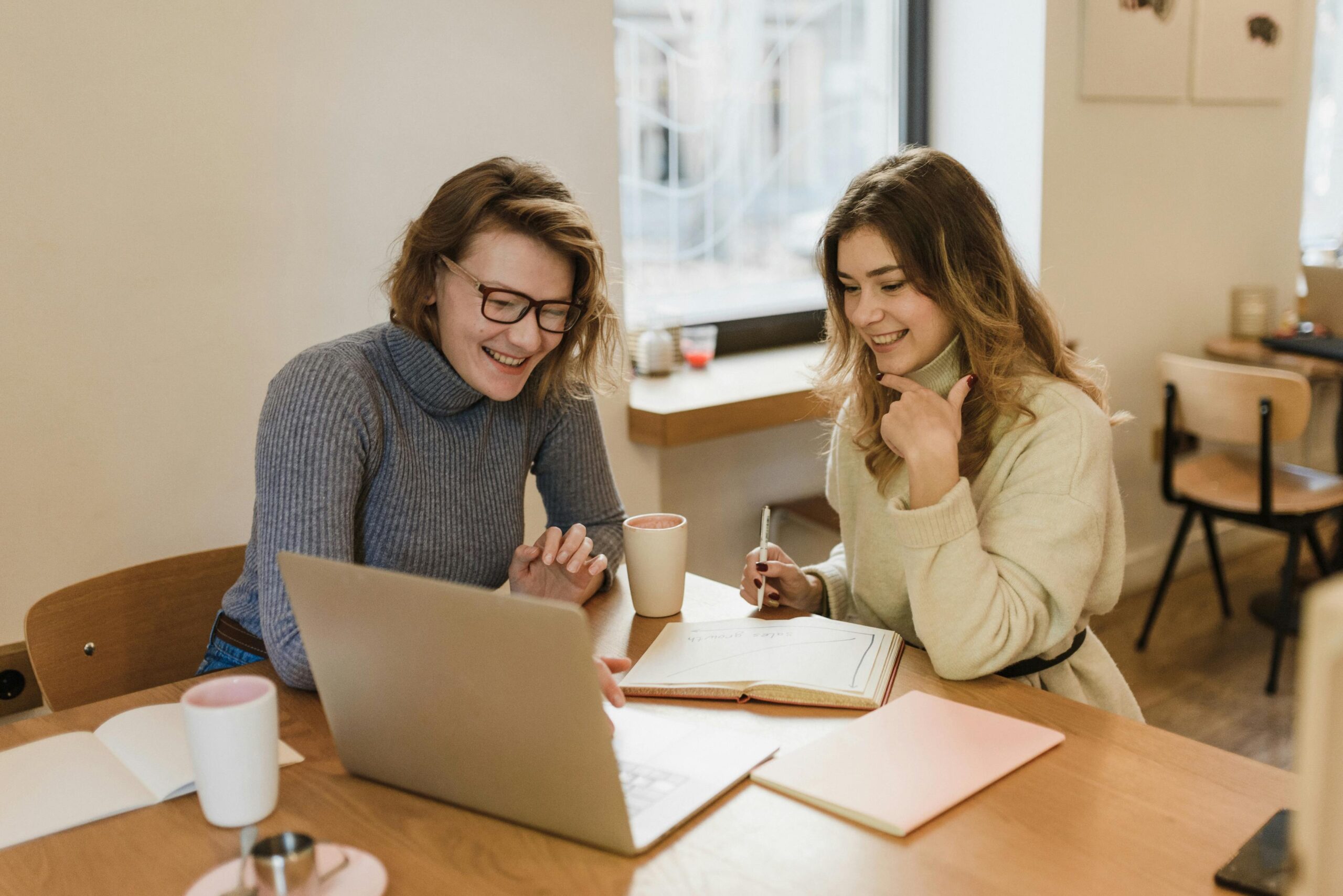professional women looking into the laptop screen and smiling