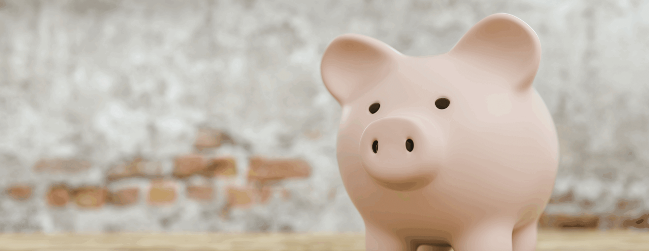 piggy bank on a table